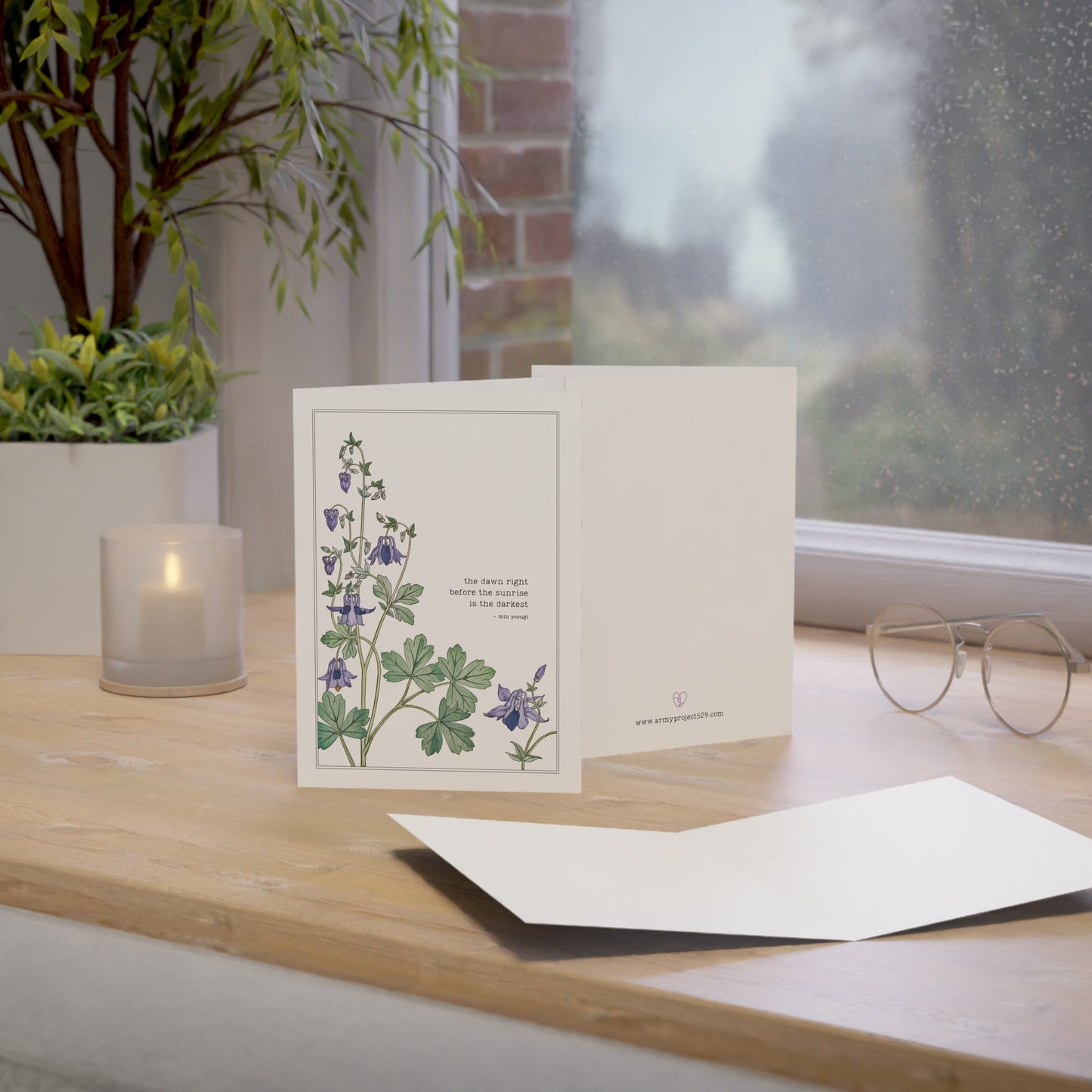 Fanmade BTS Greeting Card - Yoongi Encouragement Quote - Vintage Floral Artwork