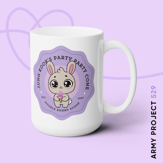 Jung Kook Coffee Mug - Cute Fanmade BTS Merch - Jung Kook's Party Party Cone - 15 oz Ceramic
