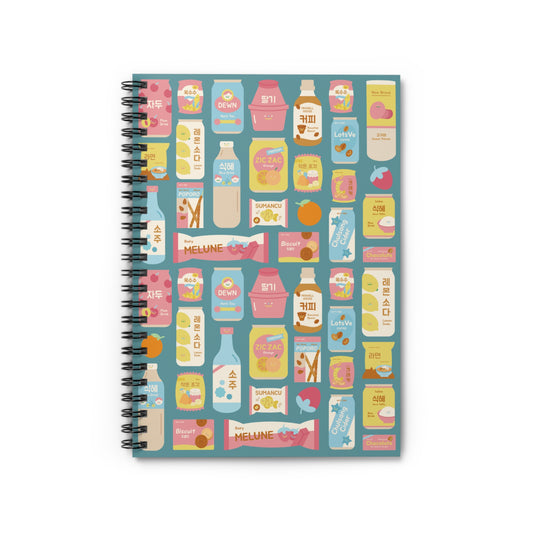 Sweet Pastel Korean Snacks Notebook - K-Pop Fan Merch - Spiral Journal