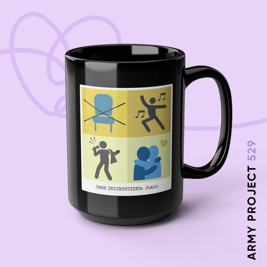 Jimin Coffee Mug - Funny Fanmade BTS Merch - Care Instructions - 15 oz Ceramic