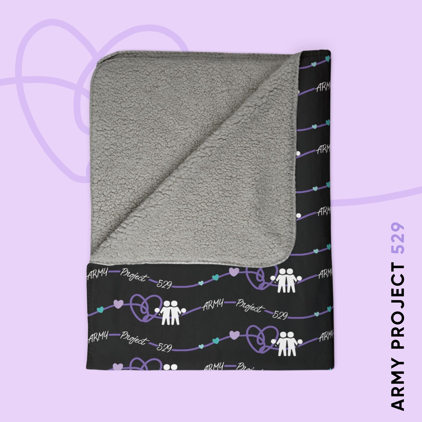 AP529 Heartline Logo Fleece Sherpa Blanket