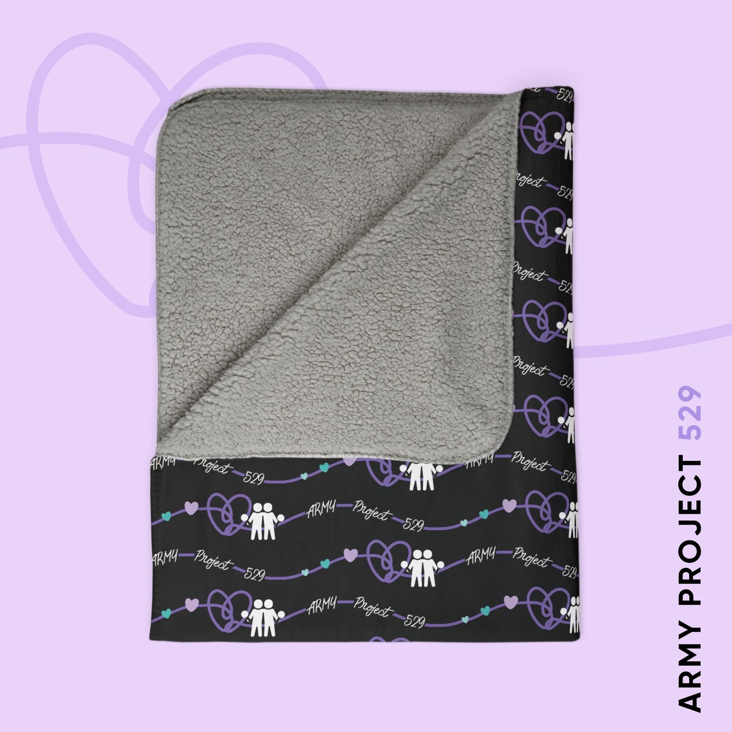 AP529 Heartline Logo Fleece Sherpa Blanket
