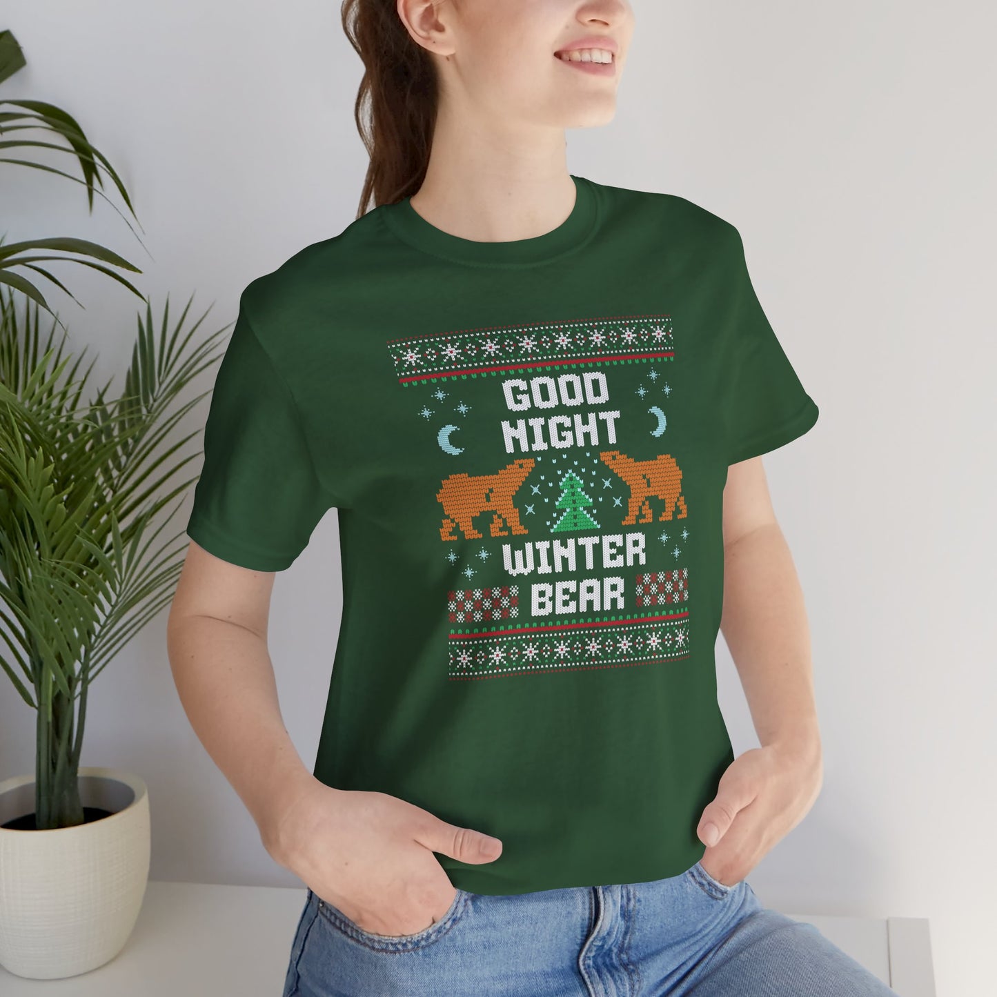 Good Night Winter Bear Unisex Jersey Short Sleeve Tee