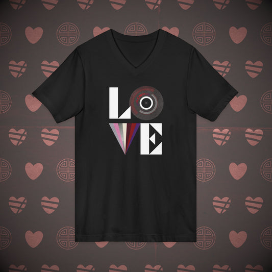 OT7 V-Neck Shirt - Love Record - Unisex Jersey T-Shirt