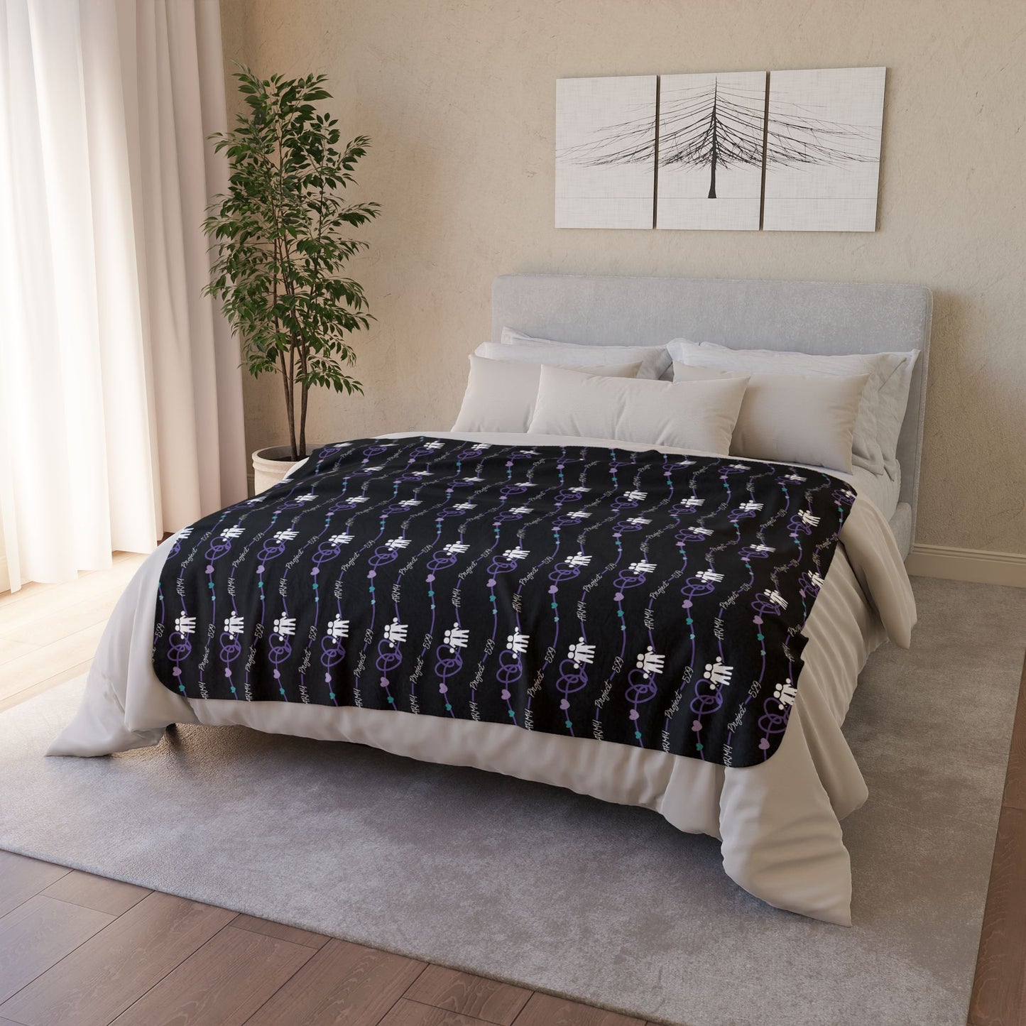 AP529 Heartline Logo Fleece Sherpa Blanket