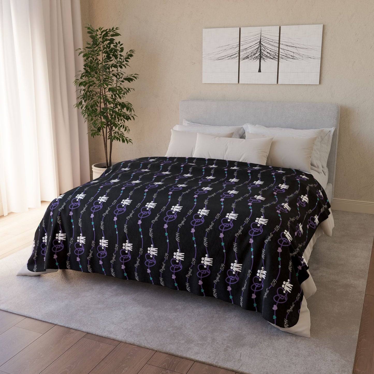 AP529 Heartline Logo Fleece Sherpa Blanket