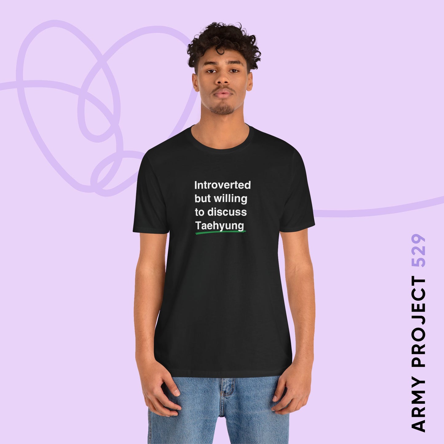 Introverted But Willing to Discuss Taehyung Unisex Jersey Short Sleeve Tee