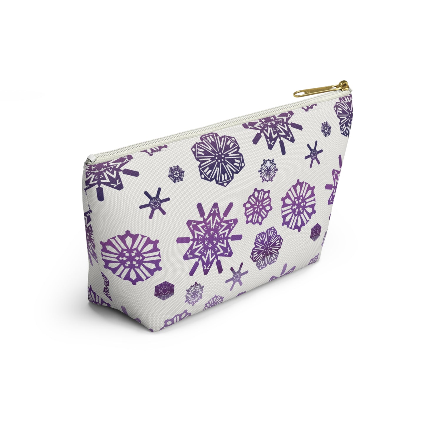 OT7 Cosmetics Bag - Secret Snowflakes (White) - Fanmade BTS Toiletry Bag - Flat Bottom Zipper Pouch