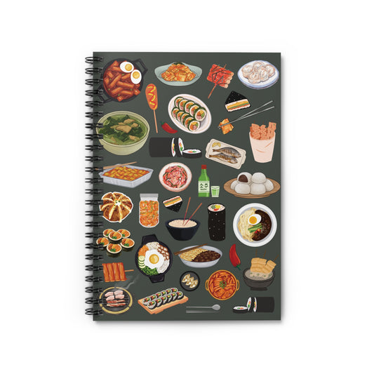 Illustrated Korean Meals Notebook - K-Pop Fan Merch - Spiral Journal
