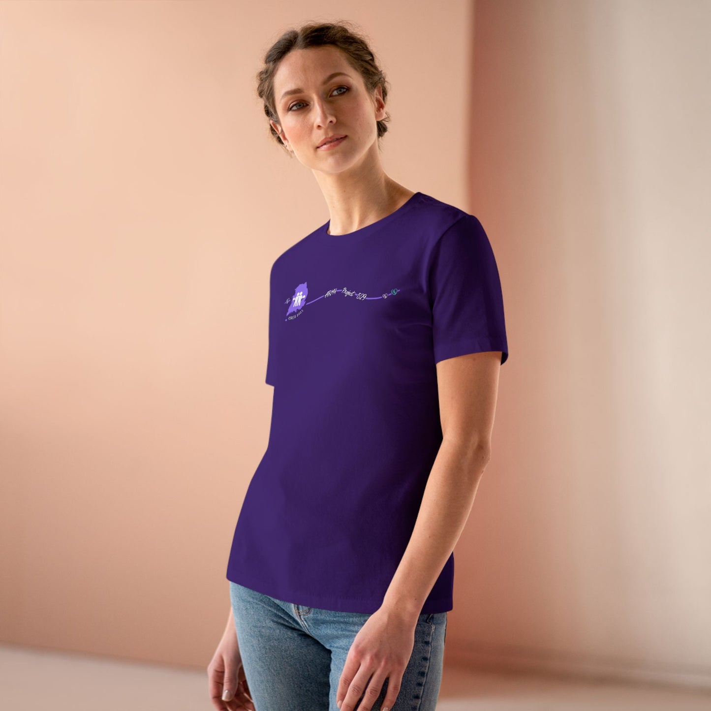 AP529 Korea Heartline Logo Women's Relaxed Jersey Short Sleeve Tee