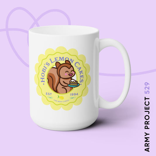 Hobi Coffee Mug - Cute Fanmade BTS Merch - Hobi's Lemon Cakes - 15 oz Ceramic