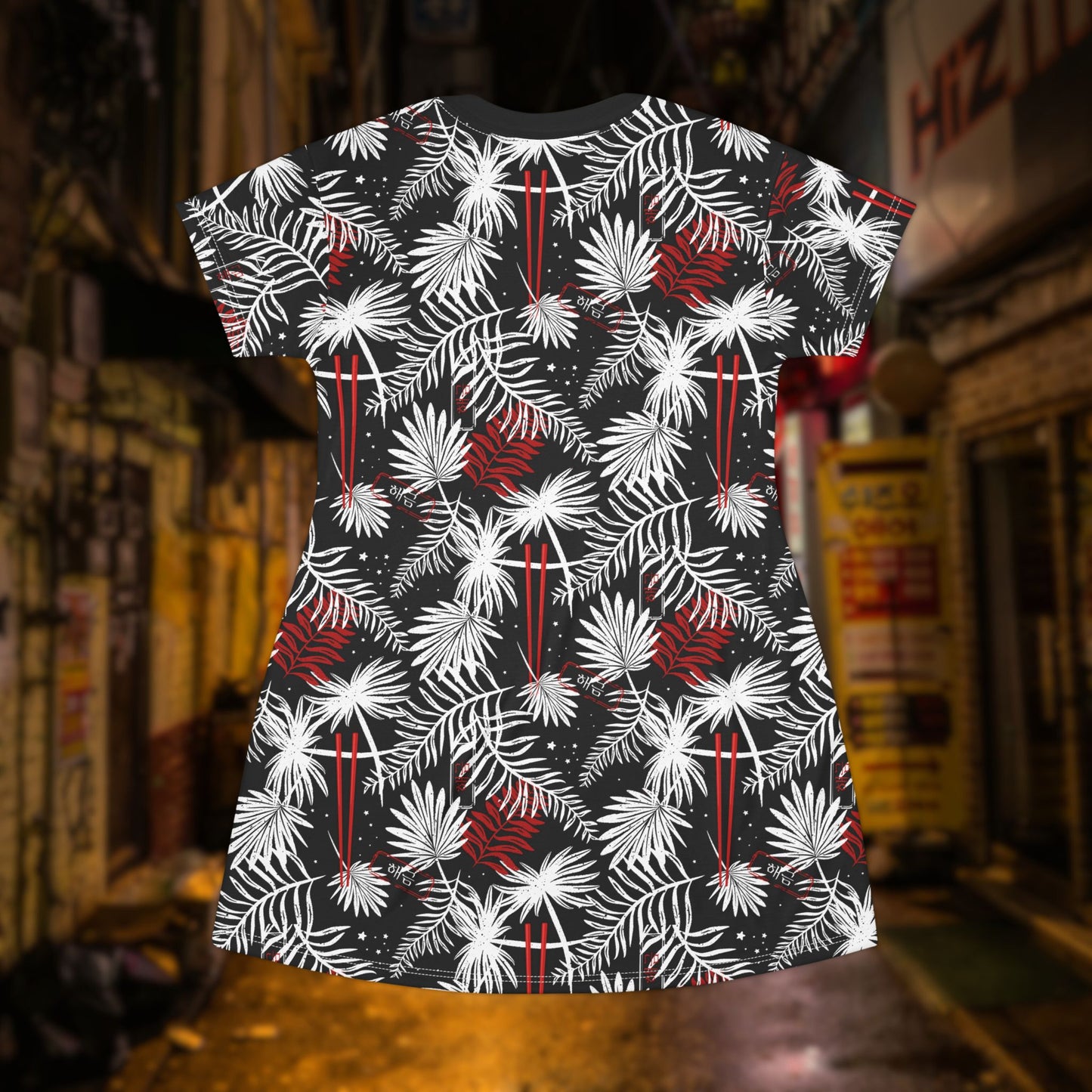Tropical Chopsticks T-Shirt Dress