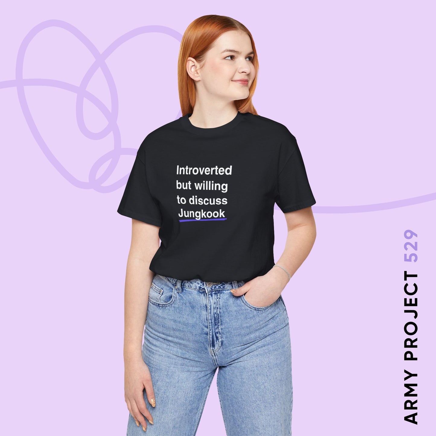 Introverted But Willing to Discuss Jungkook Unisex Jersey Short Sleeve Tee