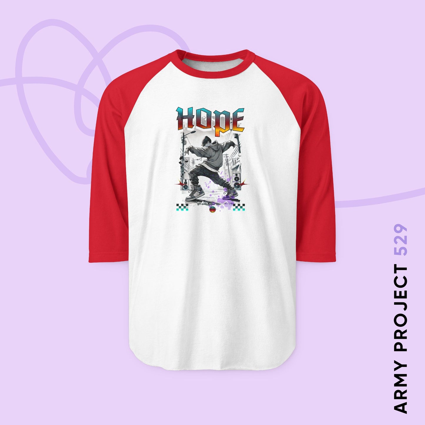 Hobi Baseball Tee - Fanmade BTS Retro Series - 90s Hip-Hop Aesthetic - 3/4 Sleeve Unisex T-Shirt