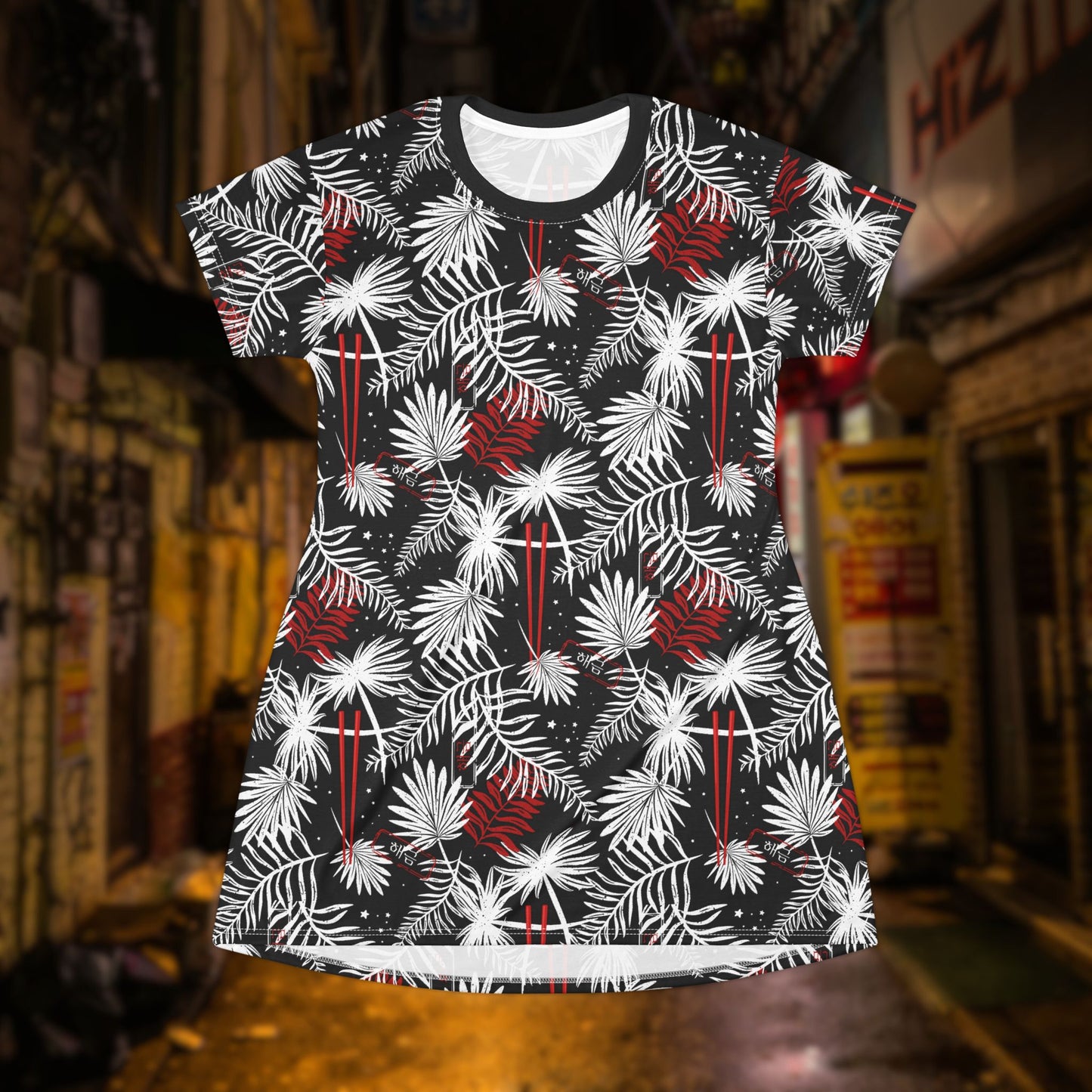Tropical Chopsticks T-Shirt Dress