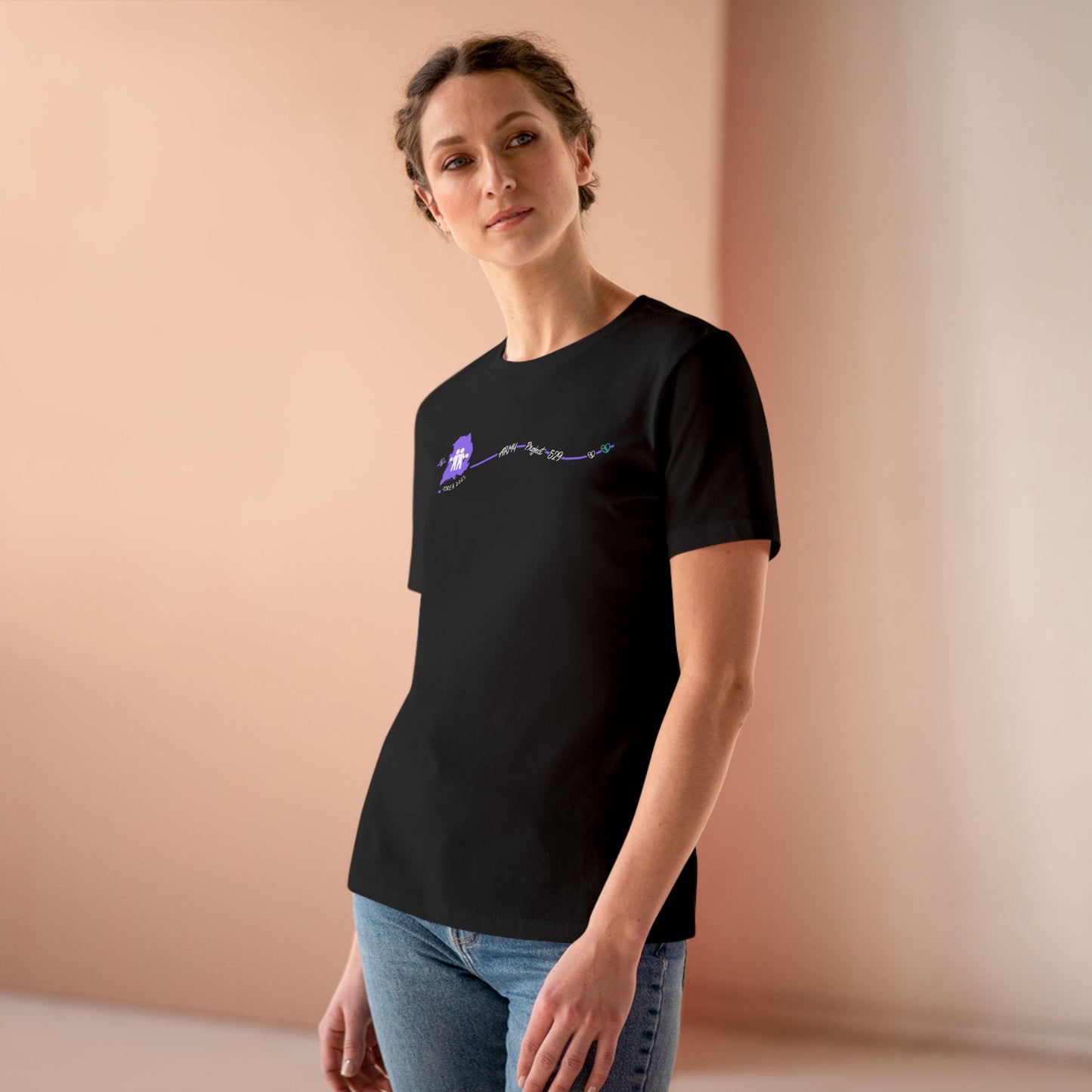 AP529 Korea Heartline Logo Women's Relaxed Jersey Short Sleeve Tee