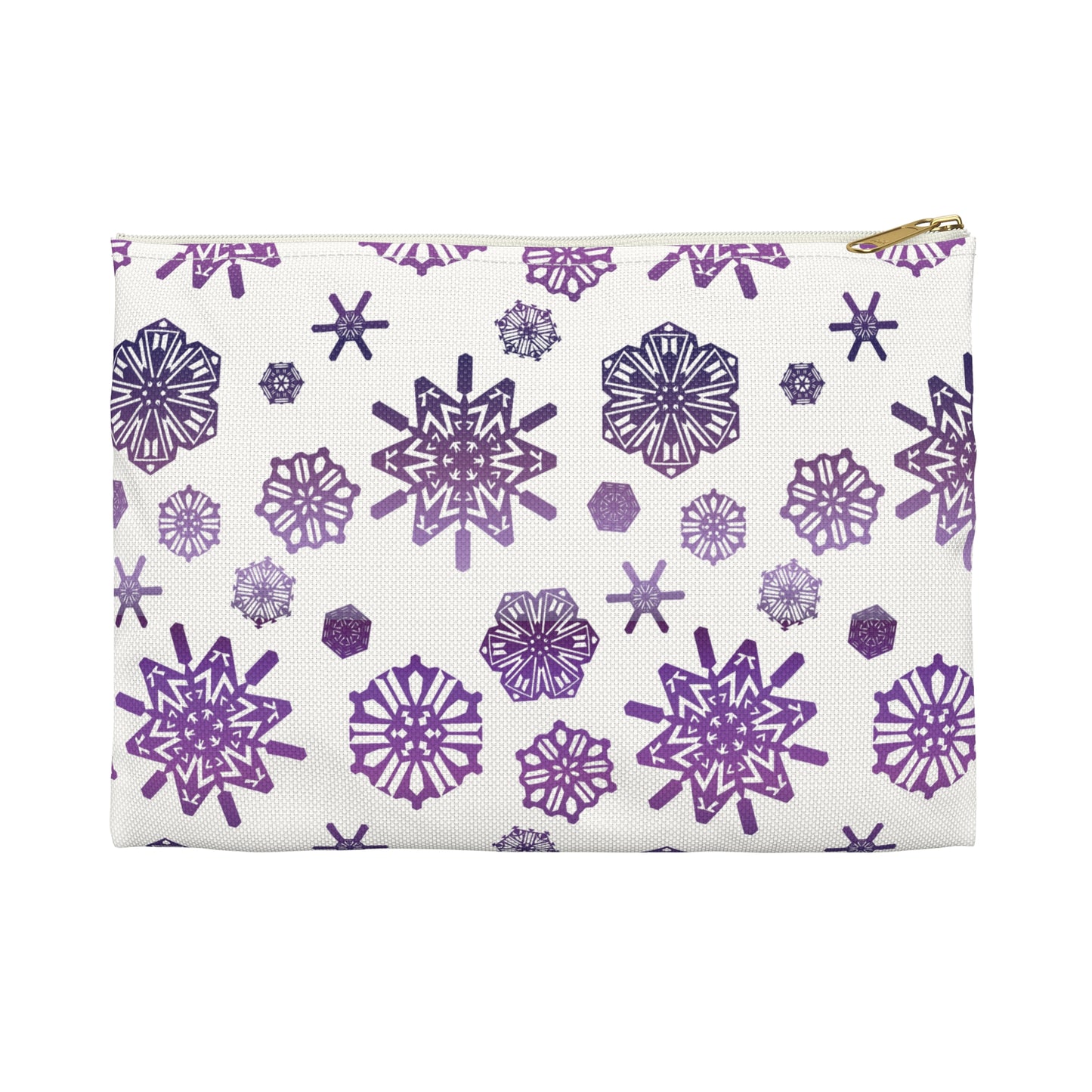 OT7 Cosmetics Bag - Secret Snowflakes (White) - Fanmade BTS Toiletry Bag - Slim Profile Zipper Pouch