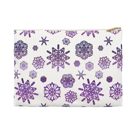 OT7 Cosmetics Bag - Secret Snowflakes (White) - Fanmade BTS Toiletry Bag - Slim Profile Zipper Pouch