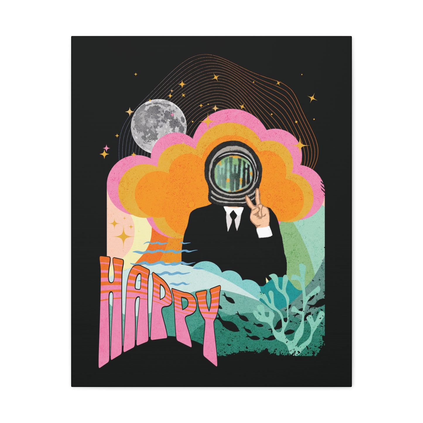 Jin Canvas Wall Art - Fanmade BTS Retro Series - 60s Mod Aesthetic - Framed Wall Decor