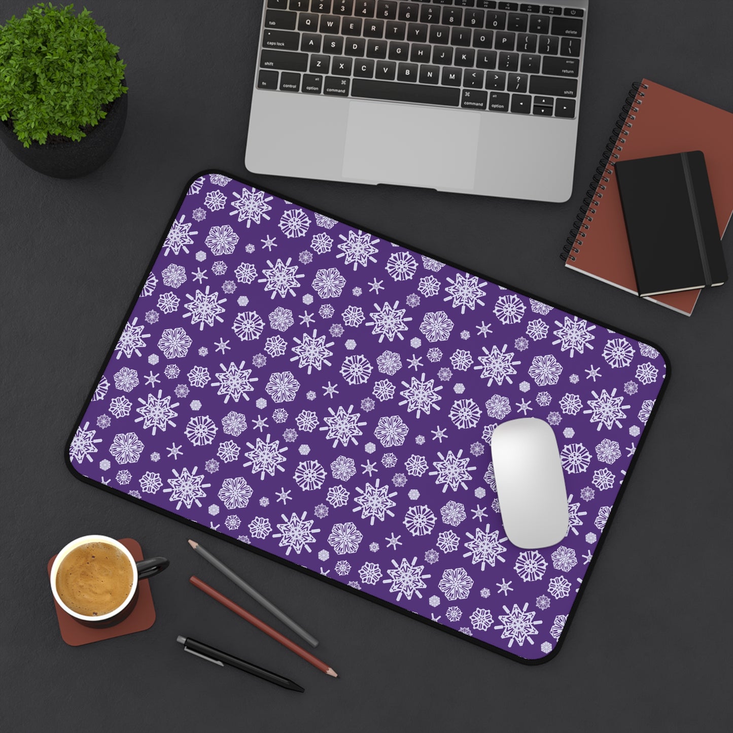 OT7 Desk Mat - Secret Snowflakes (Purple) - Fanmade BTS Desk Accessories