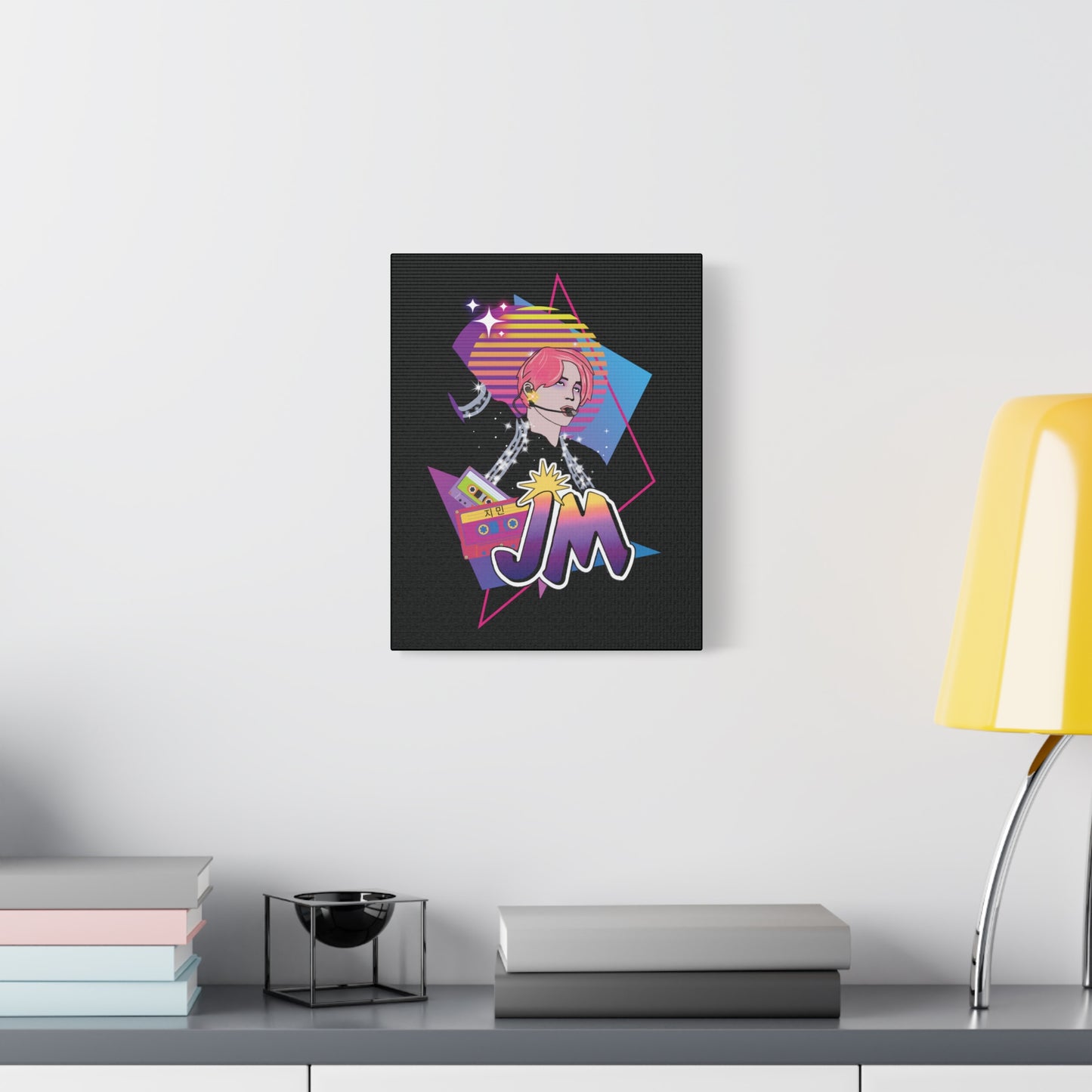 Jimin Canvas Wall Art - Fanmade BTS Retro Series - 80s Pop Aesthetic - Framed Wall Decor