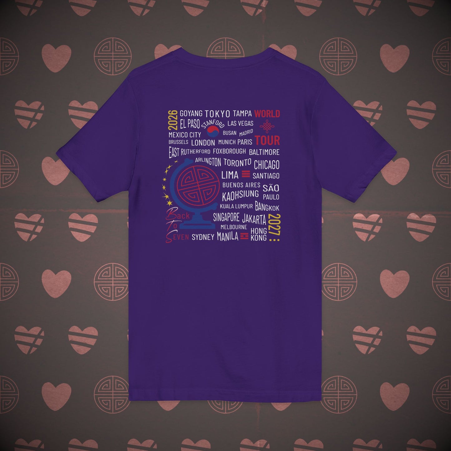 OT7 V-Neck Shirt - What's Your Arirang? Globe and Cities - Unisex Jersey T-Shirt