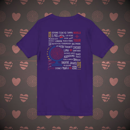 OT7 V-Neck Shirt - What's Your Arirang? Globe and Cities - Unisex Jersey T-Shirt