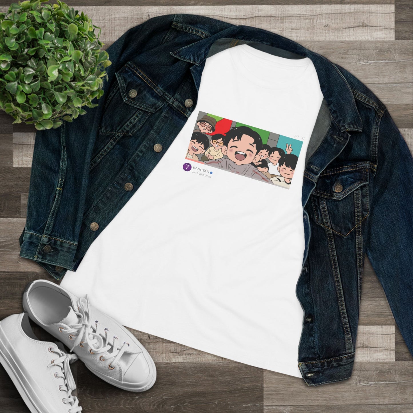 OT7 Reunion Women's Tee - Fanmade BTS Merch - Original Chibi Artwork - Soft Jersey T-Shirt