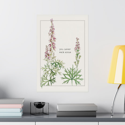 Vintage Floral Wall Art - You Never Walk Alone - Fanmade BTS Home Decor - Matte Poster