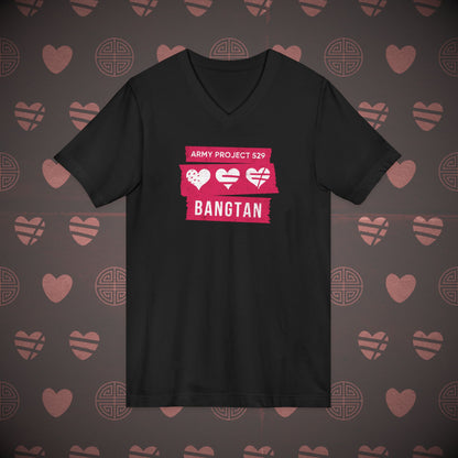 OT7 V-Neck Shirt - AP529 <3 Bangtan (Red) - Unisex Jersey T-Shirt