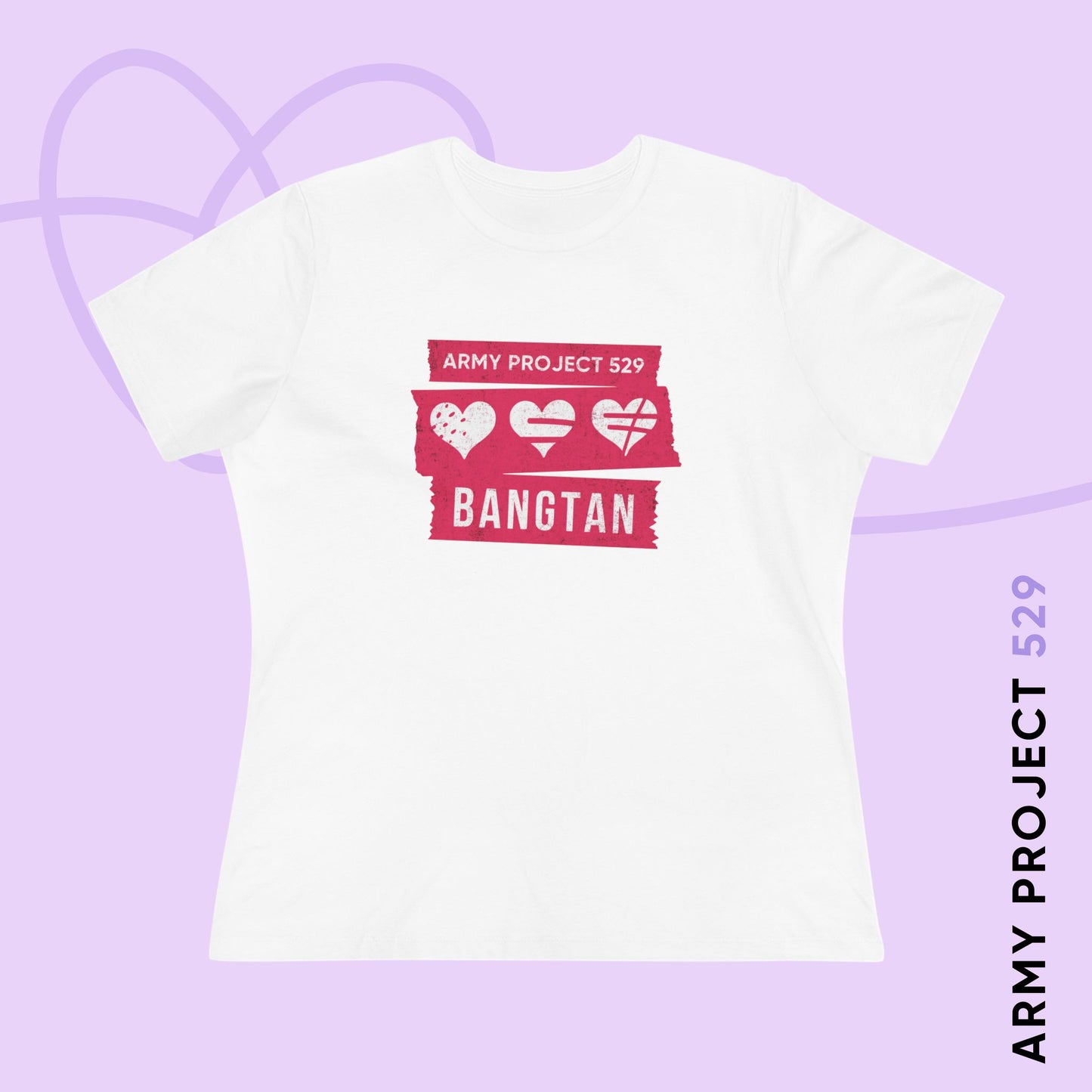 OT7 Women's Tee - AP529 <3 Bangtan (Red) - Soft Jersey T-Shirt