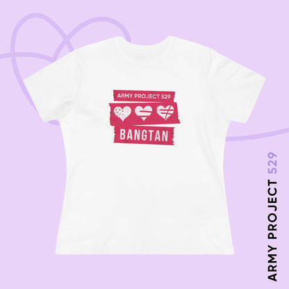 OT7 Women's Tee - AP529 <3 Bangtan (Red) - Soft Jersey T-Shirt