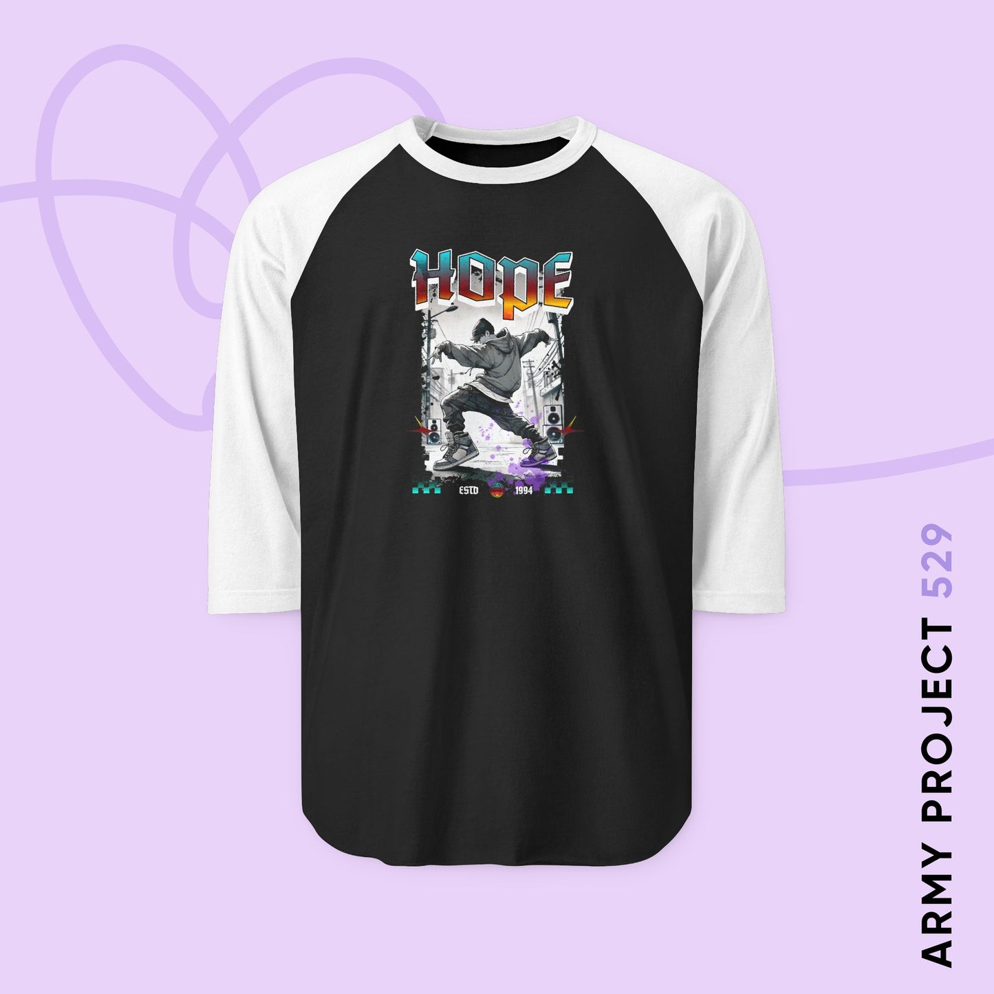 Hobi 1990s Retro Series Unisex 3\4 Sleeve Baseball Tee