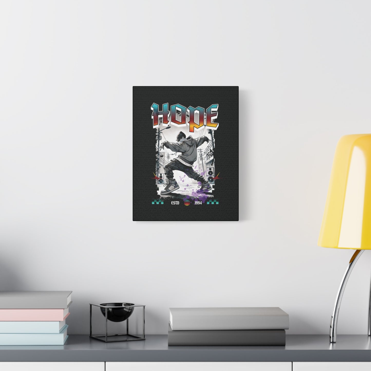 Hobi Canvas Wall Art - Fanmade BTS Retro Series - 90s Hip-Hop Aesthetic - Framed Wall Decor