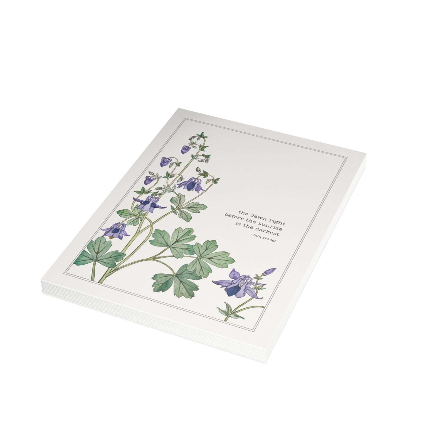 Fanmade BTS Greeting Card - Yoongi Encouragement Quote - Vintage Floral Artwork