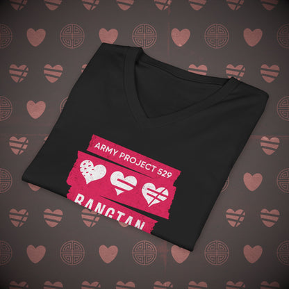 OT7 V-Neck Shirt - AP529 <3 Bangtan (Red) - Unisex Jersey T-Shirt