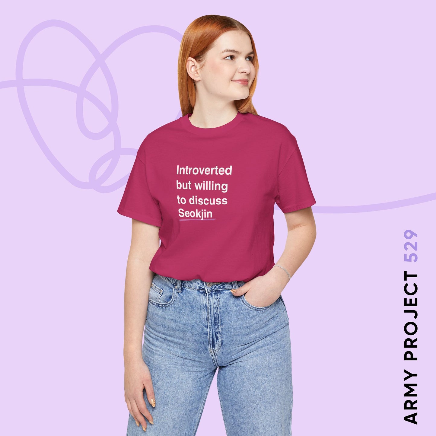 Jin Bias Shirt - Introverted But Willing to Discuss Seokjin - Fanmade BTS Merch - Unisex Jersey T-Shirt