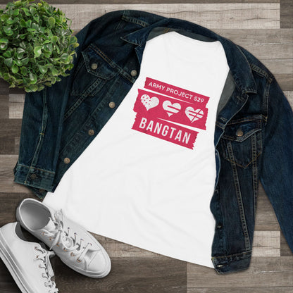OT7 Women's Tee - AP529 <3 Bangtan (Red) - Soft Jersey T-Shirt