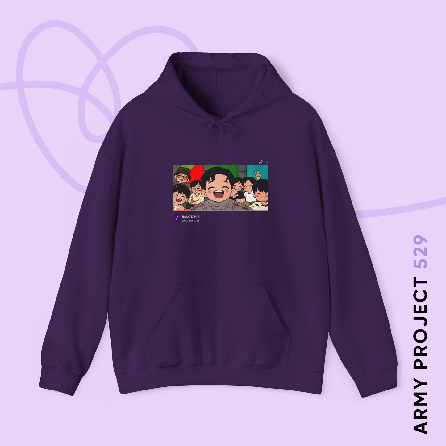 OT7 Reunion Hoodie - Fanmade BTS Merch - Original Chibi Artwork - Cozy Unisex Sweatshirt