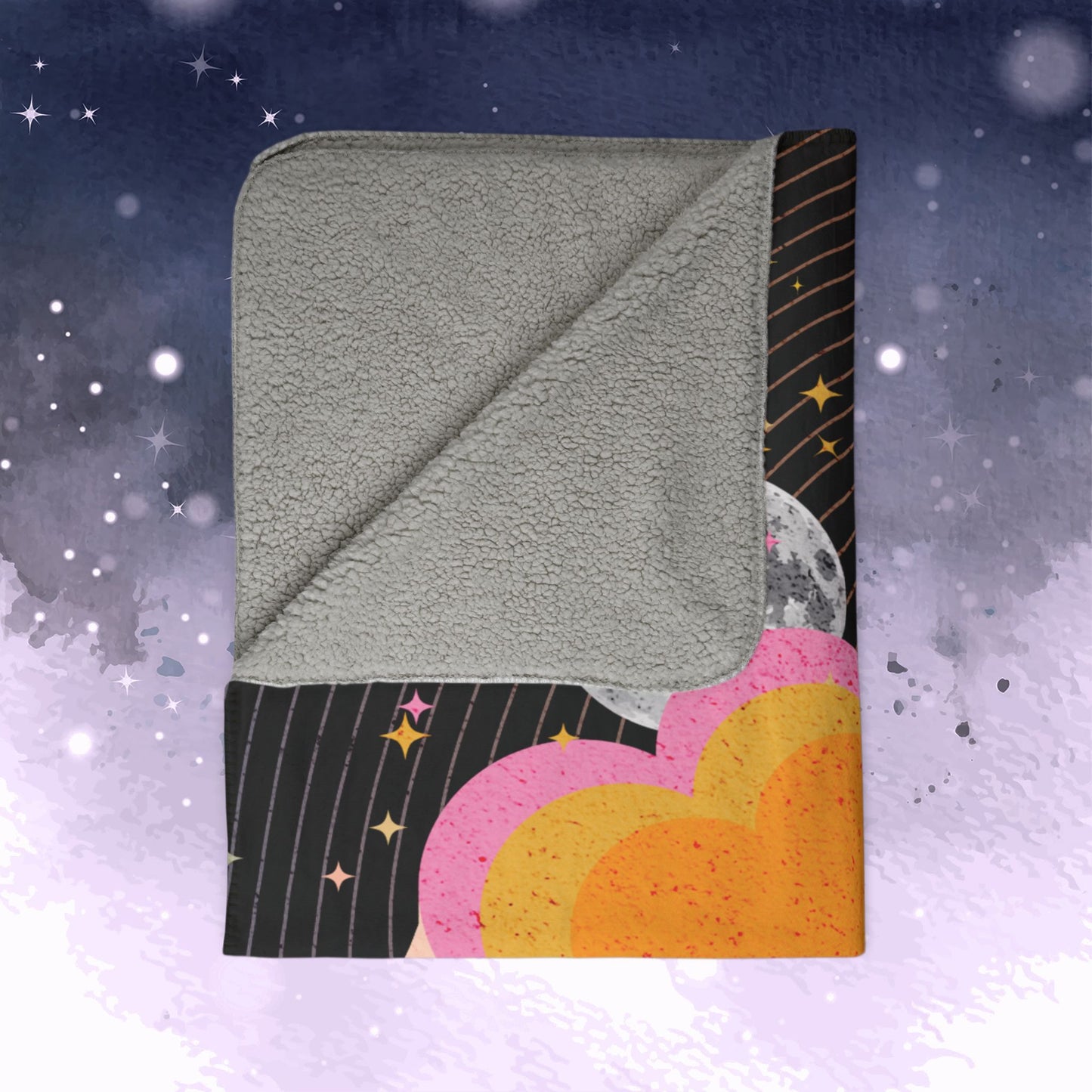 Jin Blanket - Retro Series - 60s Groovy Astronaut Aesthetic - Cozy Fleece Sherpa Blanket