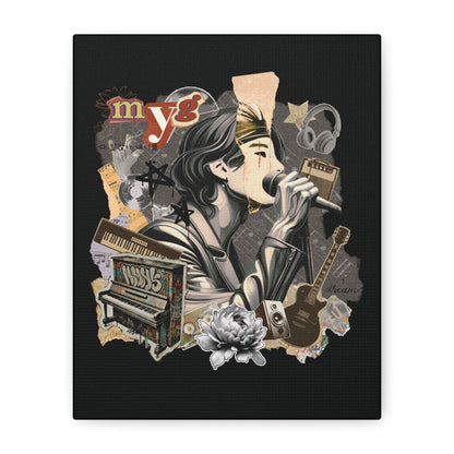 Yoongi Canvas Wall Art - Fanmade BTS Retro Series - 2010s Rock Aesthetic - Framed Wall Decor