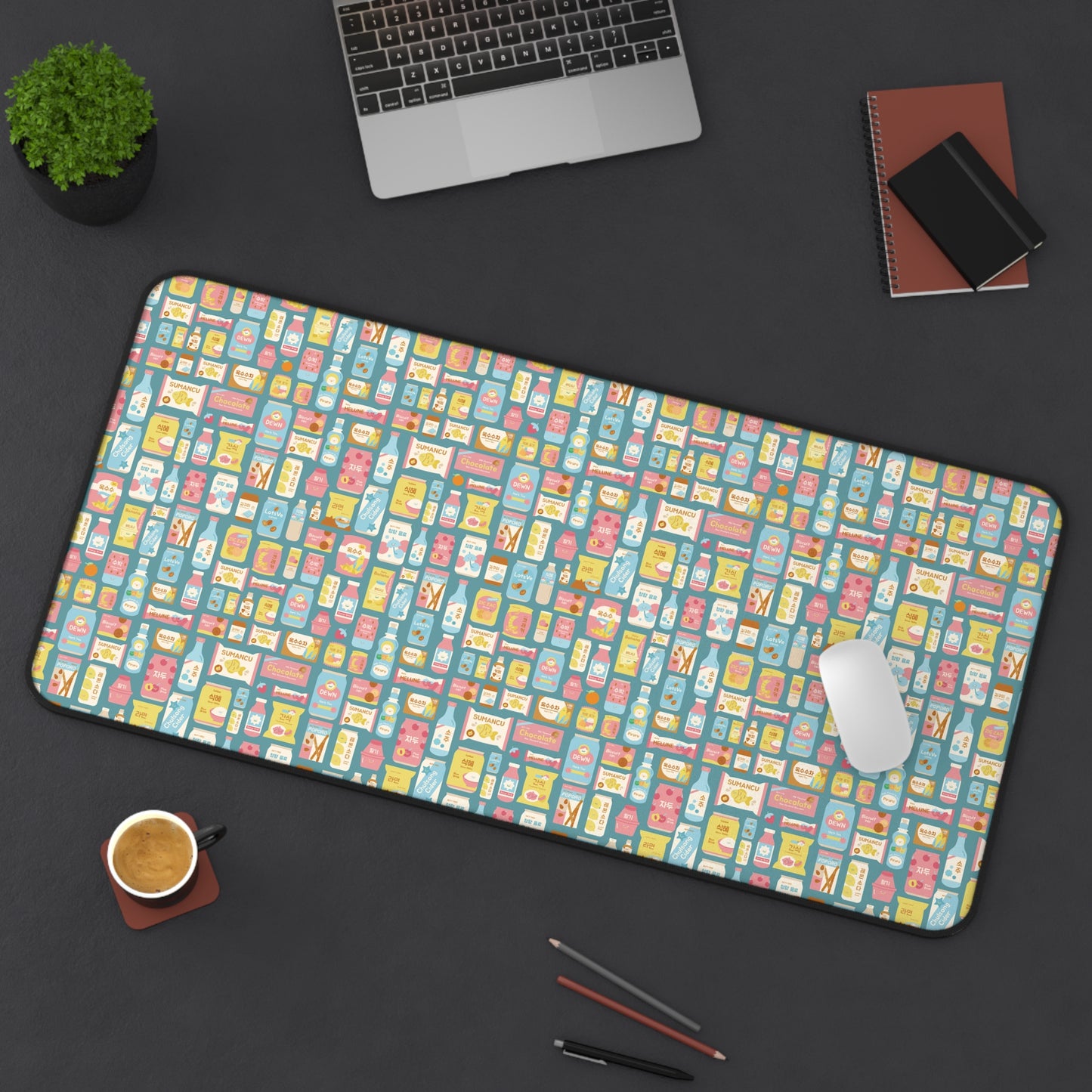 Sweet Pastel Korean Snacks Desk Mat - Cute K-Pop Desk Accessories