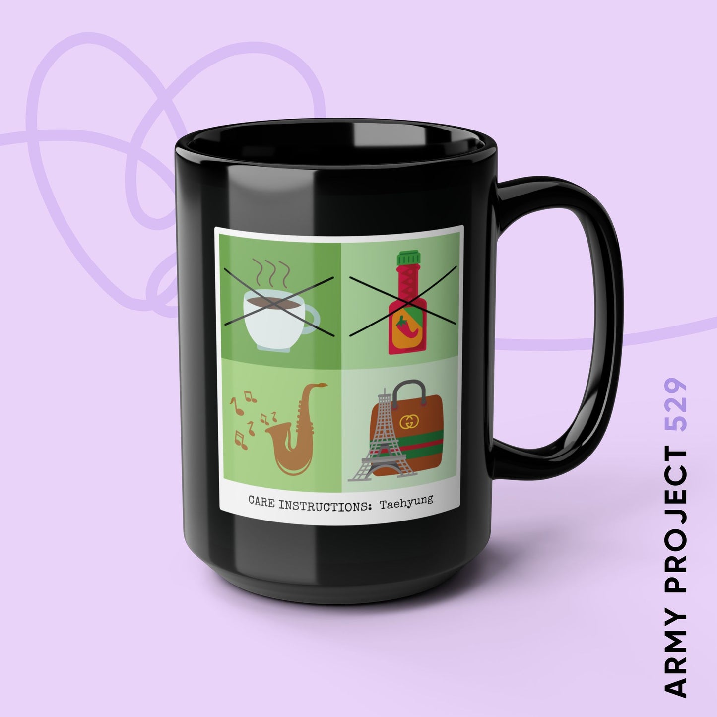 Taehyung Coffee Mug - Funny Fanmade BTS Merch - Care Instructions - 15 oz Ceramic