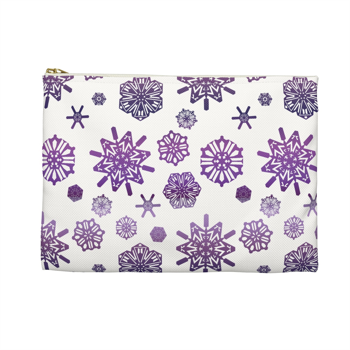 OT7 Cosmetics Bag - Secret Snowflakes (White) - Fanmade BTS Toiletry Bag - Slim Profile Zipper Pouch