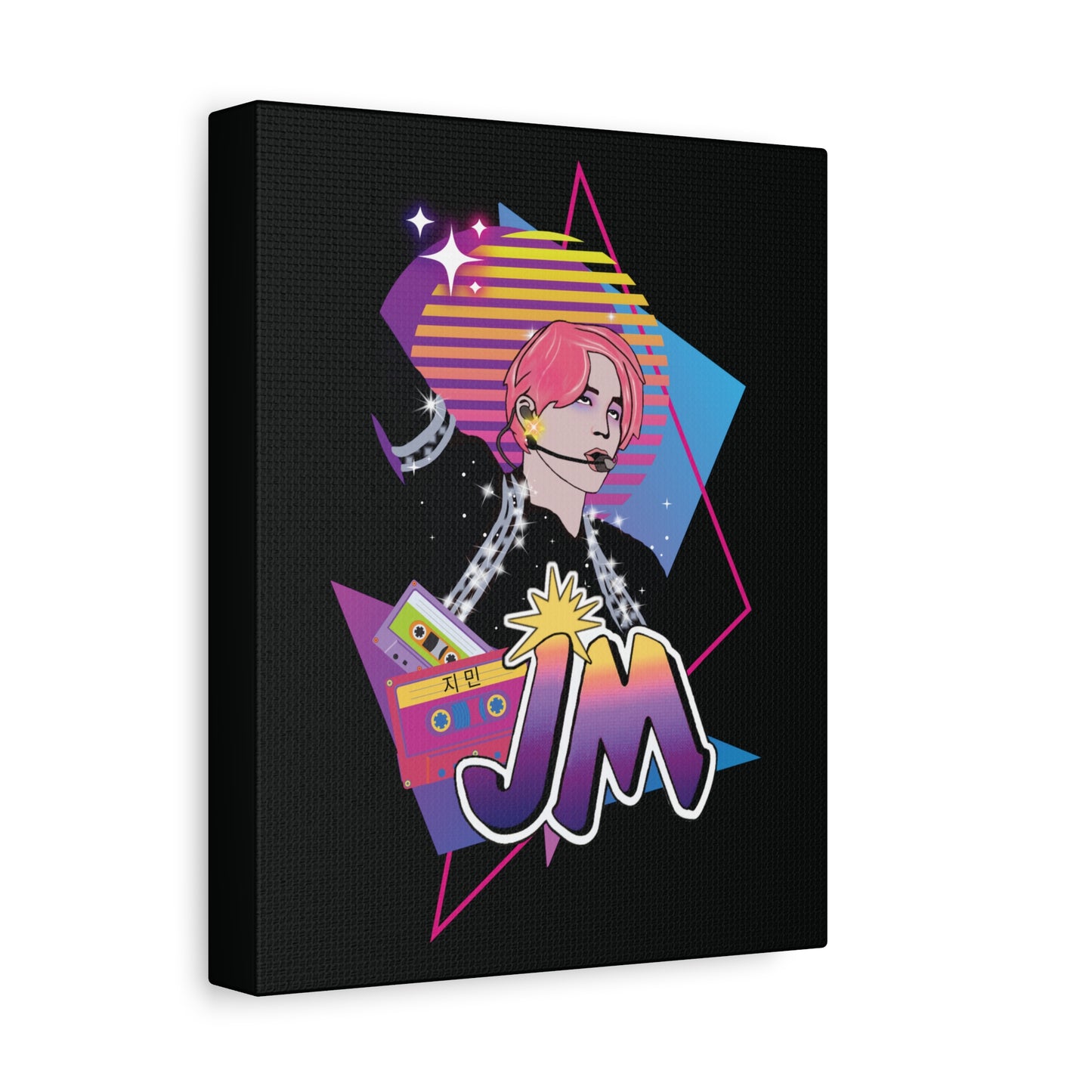 Jimin Canvas Wall Art - Fanmade BTS Retro Series - 80s Pop Aesthetic - Framed Wall Decor