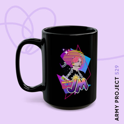 Jimin Coffee Mug - Fanmade BTS Retro Series - 80s Pop Aesthetic - 15 oz Ceramic