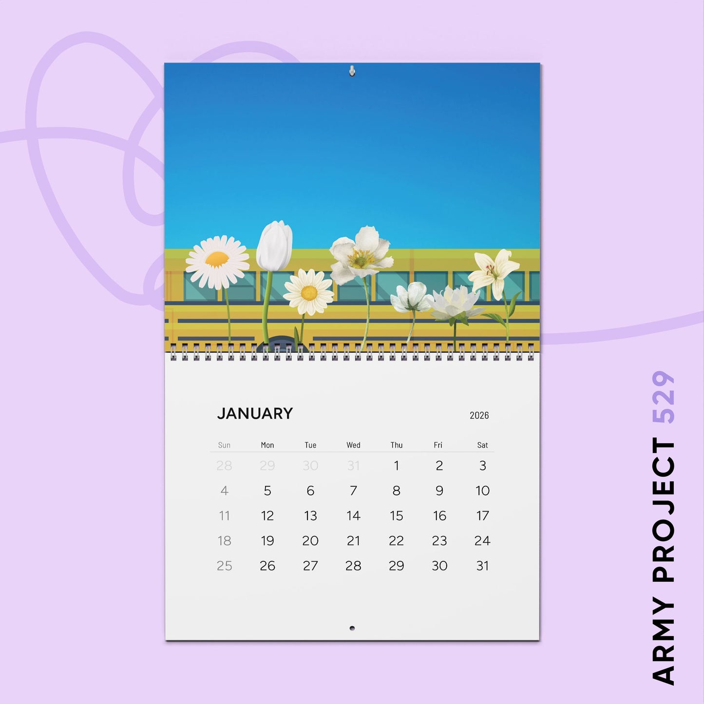 Fanmade BTS 2026 Wall Calendar - 'Guess the Song' - Original Music-Inspired Artwork