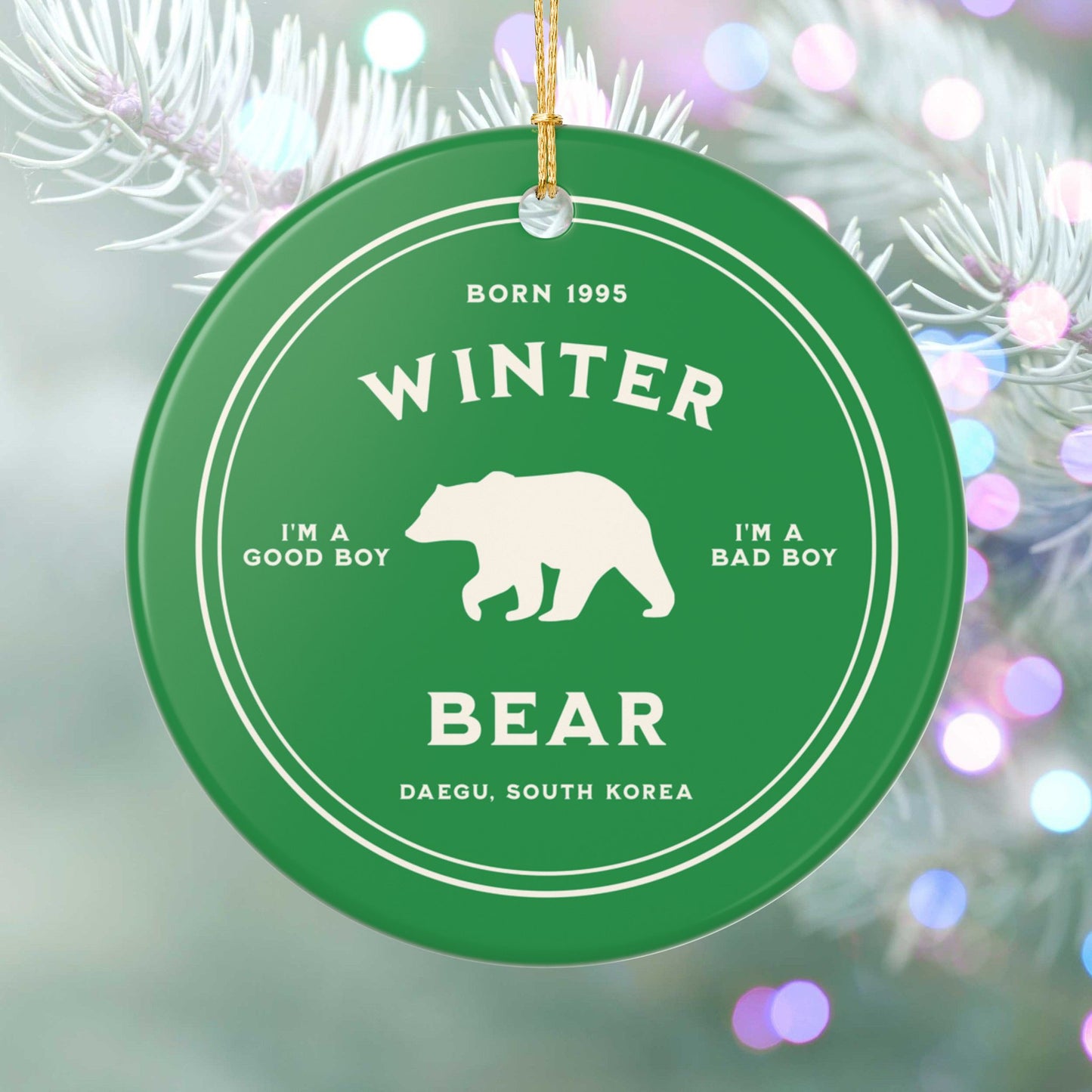 Winter Bear Badge Series Ceramic Ornament