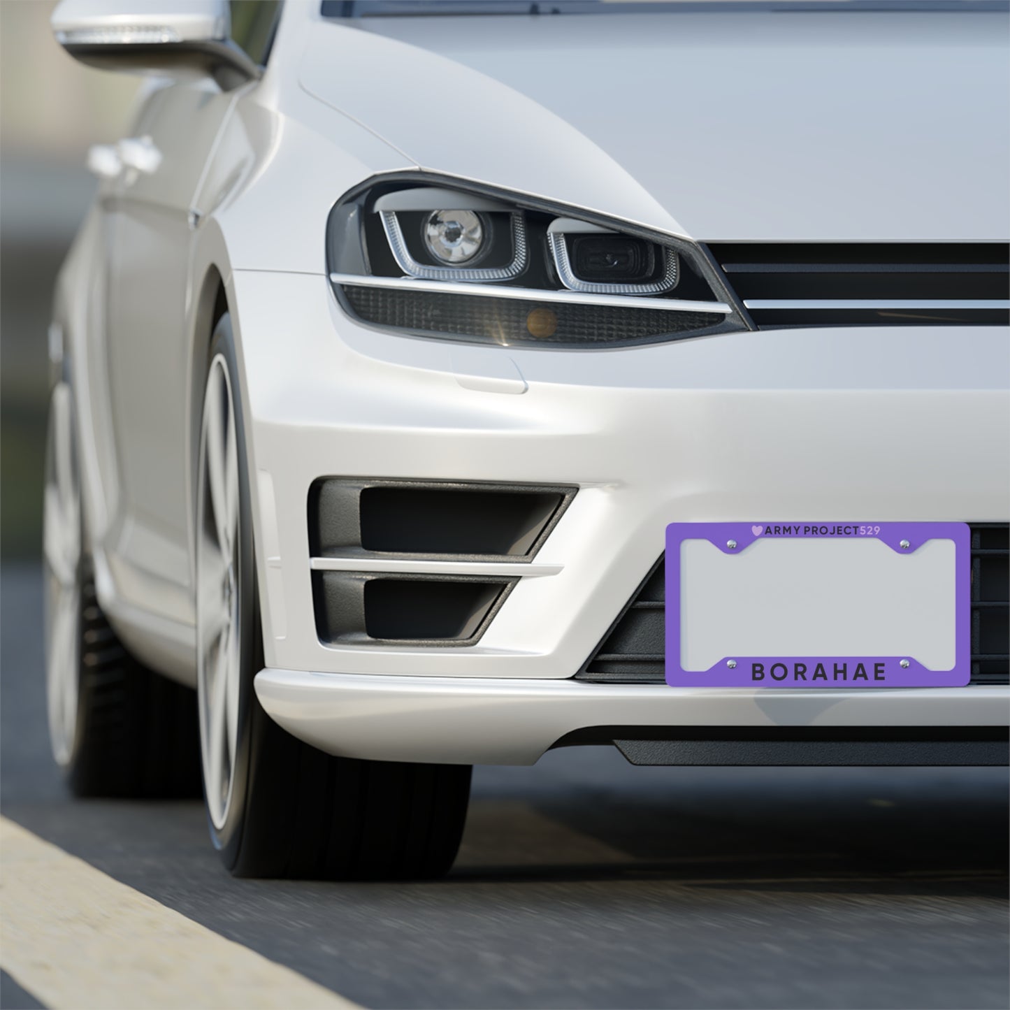 Borahae USA License Plate Frame (Purple)