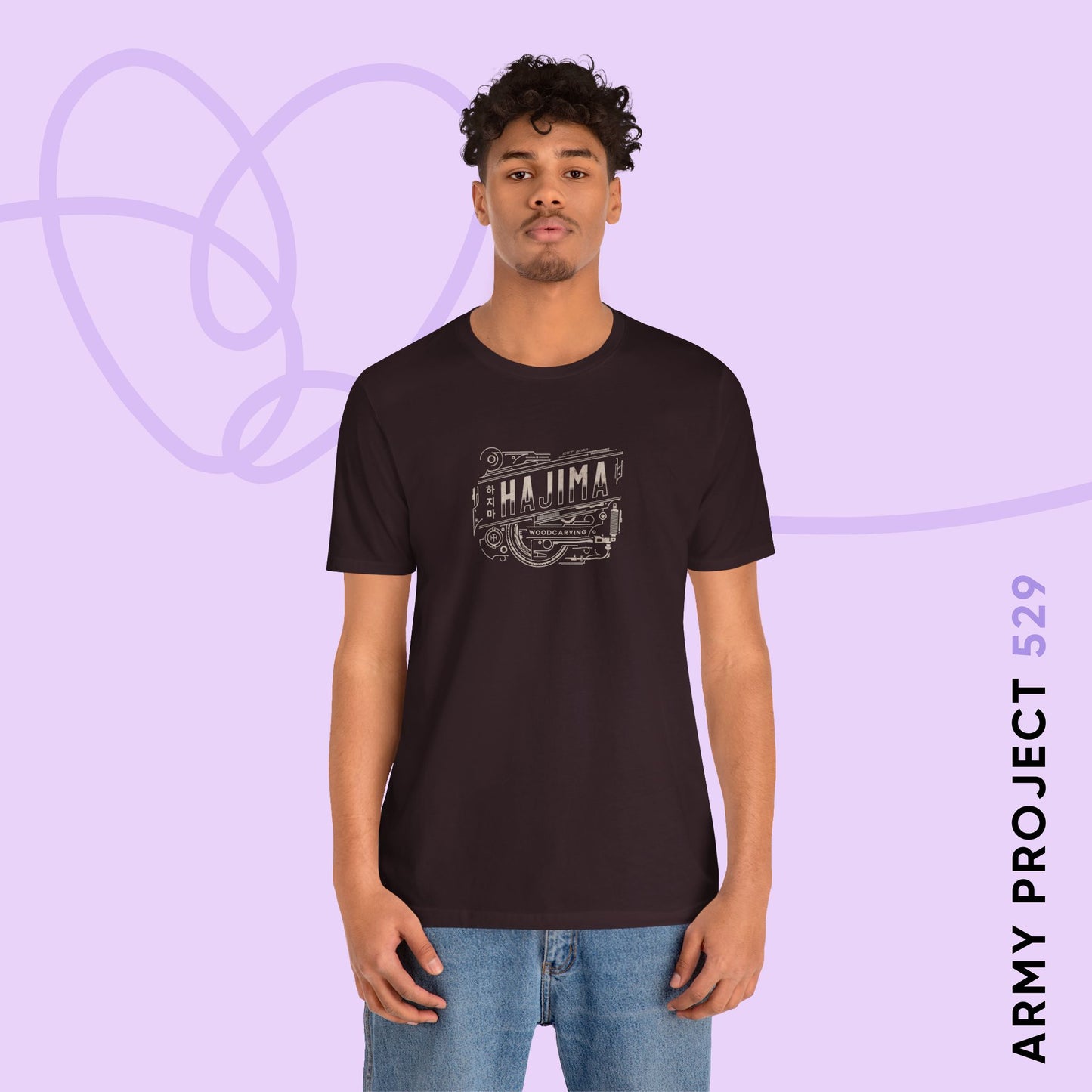 Yoongi Short Sleeve Shirt - Woodcarving Hajima (Steel) - Fanmade BTS Merch - Unisex Jersey T-Shirt